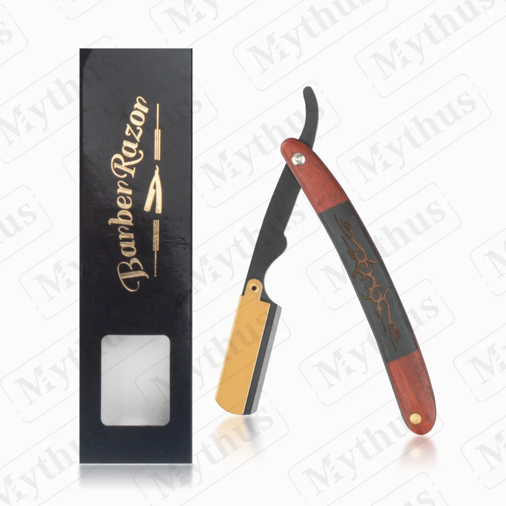 

Mythus Wholesale Barbershop Professional Wooden Premium Quality Lightweight Barber Shavette Hair Cutting Straight Edge Razor