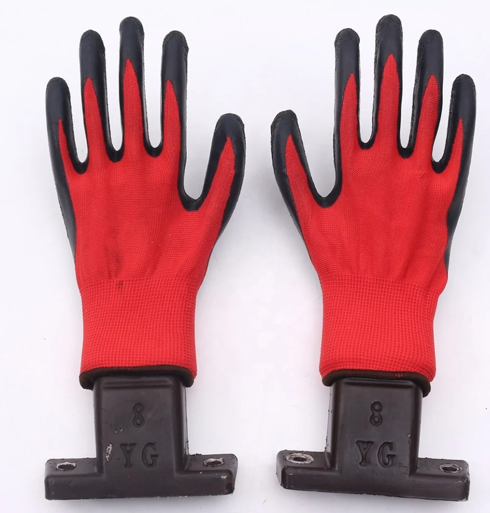 red nylon gloves