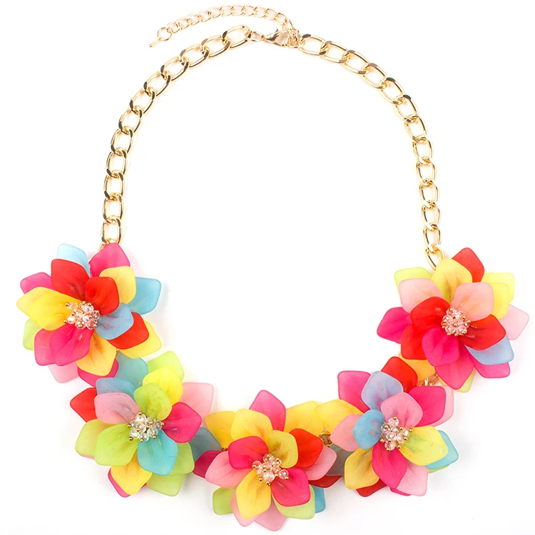 

hot sale colorful flower crystal necklace fashion acrylic necklaces, Custom made