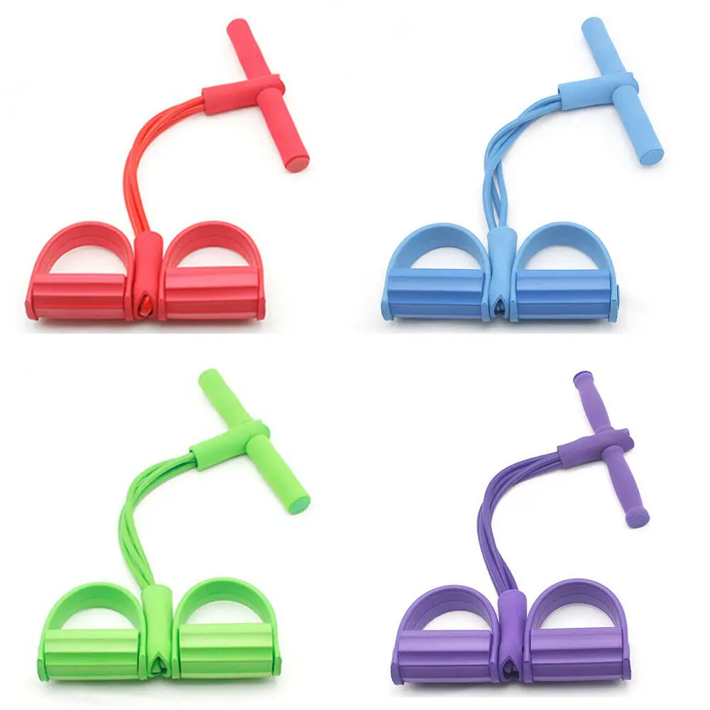 

Free Shipping Fitness Gum 4 Tube Resistance Bands Latex Pedal Exerciser Sit-up Pull Rope Expander Elastic Bands Yoga equipment, Blue, green, red, purple