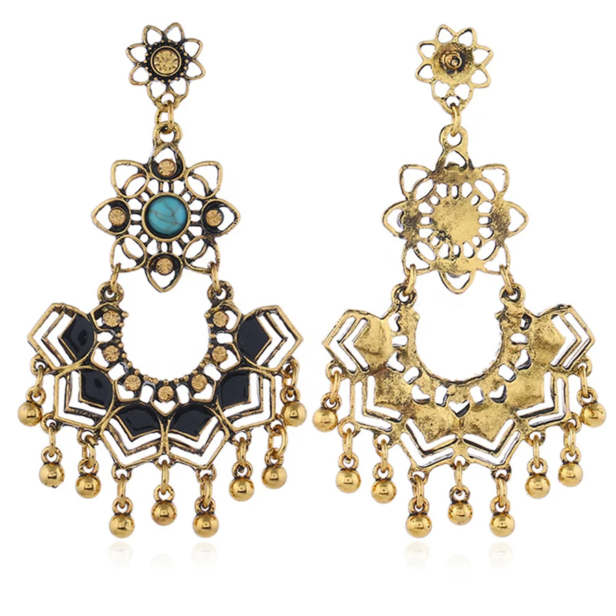 

LONGYAO Hot Selling Bohemian Vintage Hollow Flower Honeycomb Earrings For Woman, As picture