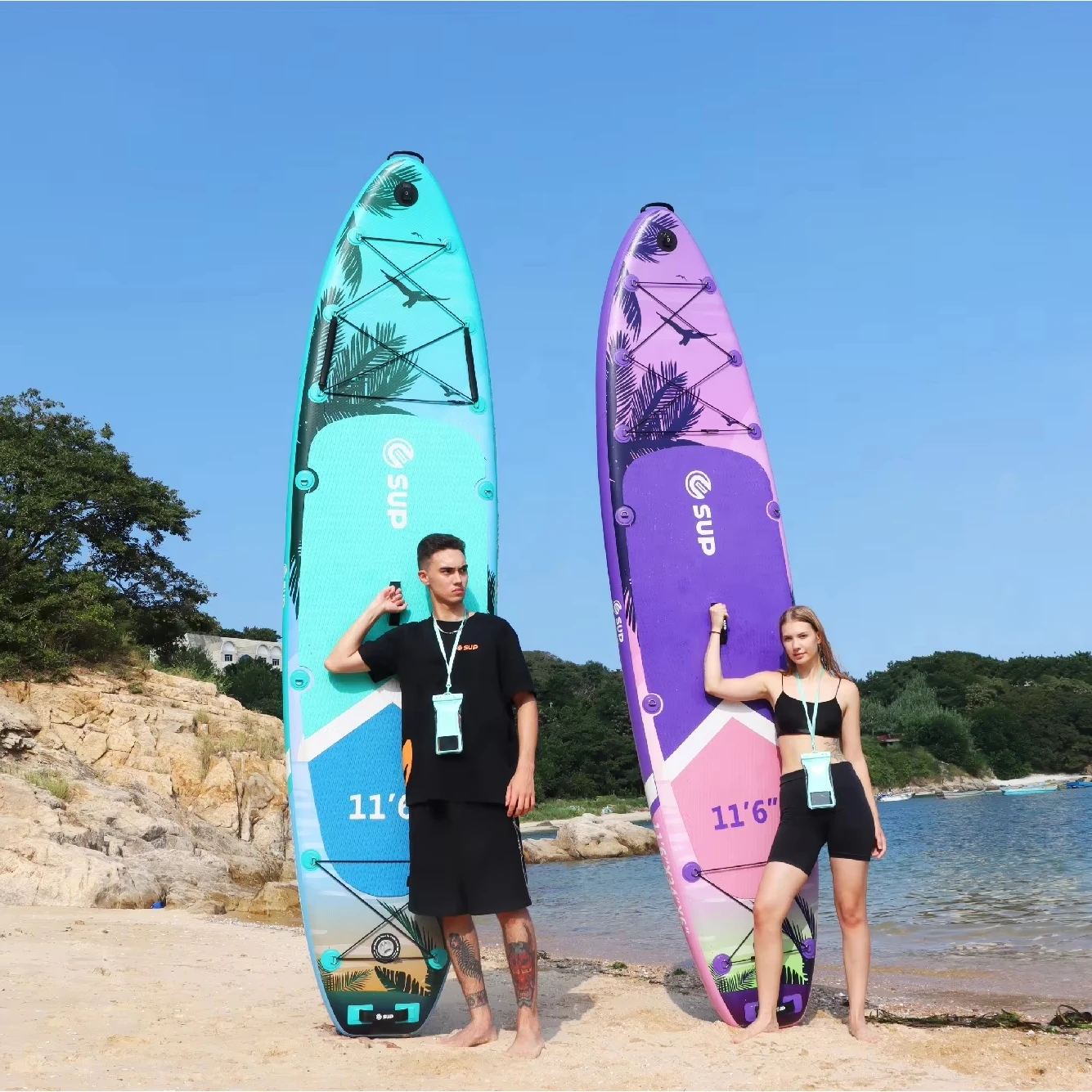 E-SUP CE Certified Drop Stitch Inflatable Stand up Paddle Board 11ft6 Safety Tested Ocean Surf Ready Water Play
