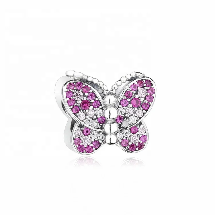 

New arrival Dazzling pink butterfly beads rhinestone pendants