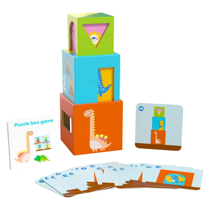 Montessori Children's Wooden Animals Stacking Tower Cup Game Other Educational Flash Cards Matching Gift Toys for Boys Girls