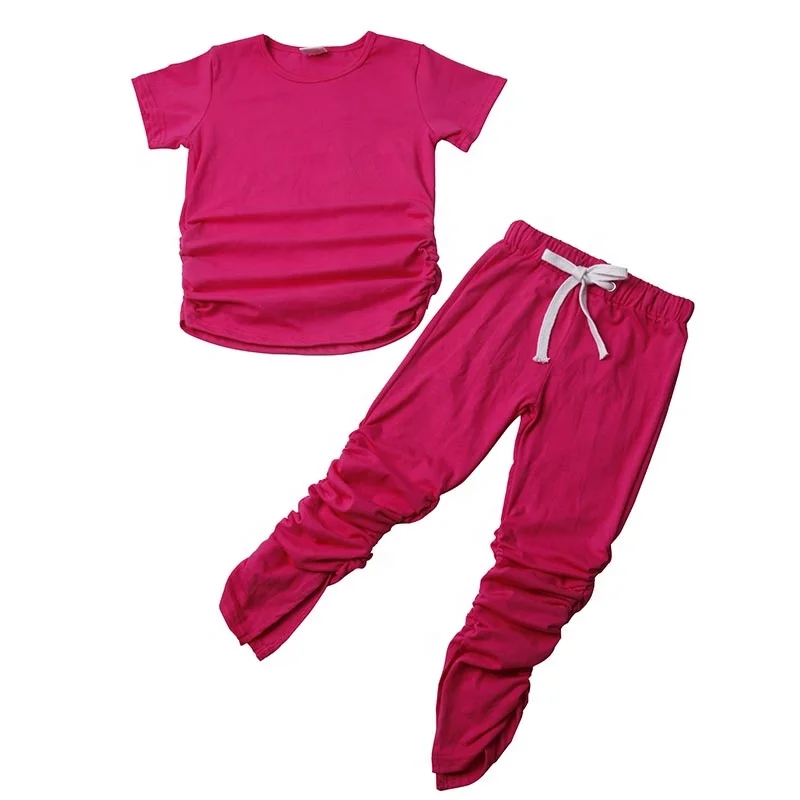 

Wholesale kids clothing sets baby girl short sleeve shirts and legging pants sets fashionable kid clothes set girls