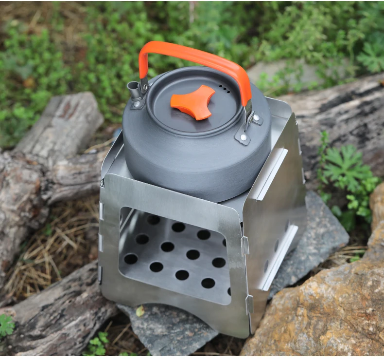 Outdoor Cooking Folding Wood Stove Camping Pocket Alcohol Stainless