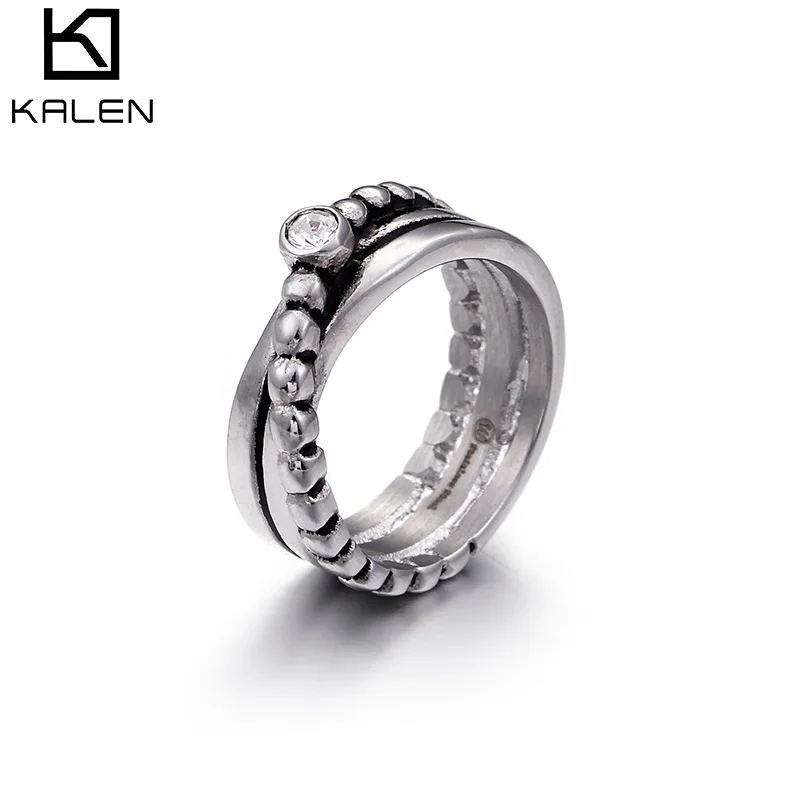 

Latest Simple Design Stainless Steel Fashion Women Rings With Stone, Silver/gold