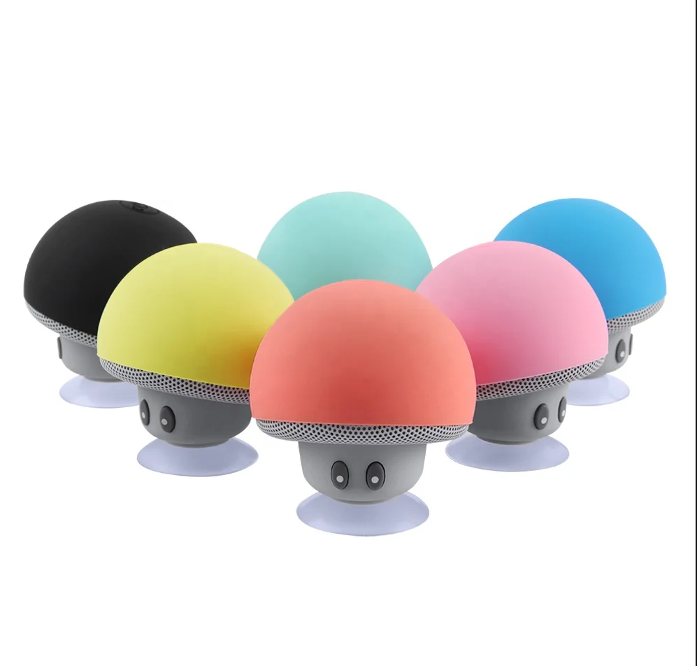 

Amazon Top Seller Hands-Free Small Mushroom Cute Blue tooth Speaker With Sucker, Black,blue,pink,red.blue,green