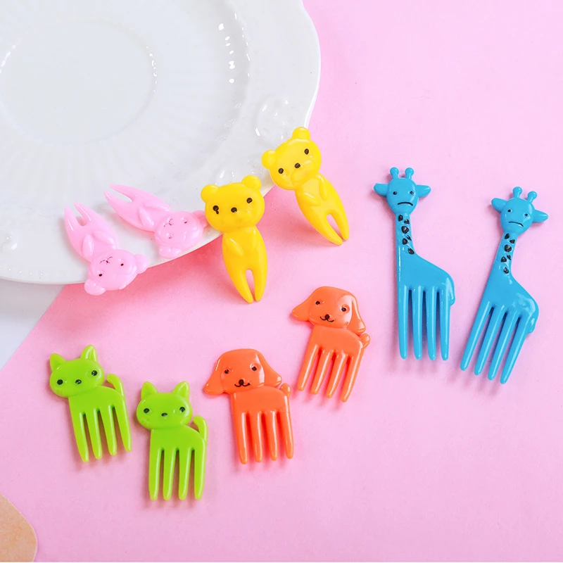 

Animal Farm cute mini bento sign children's cartoon fruit fork set creative plastic bento decorative sign animal mini forks