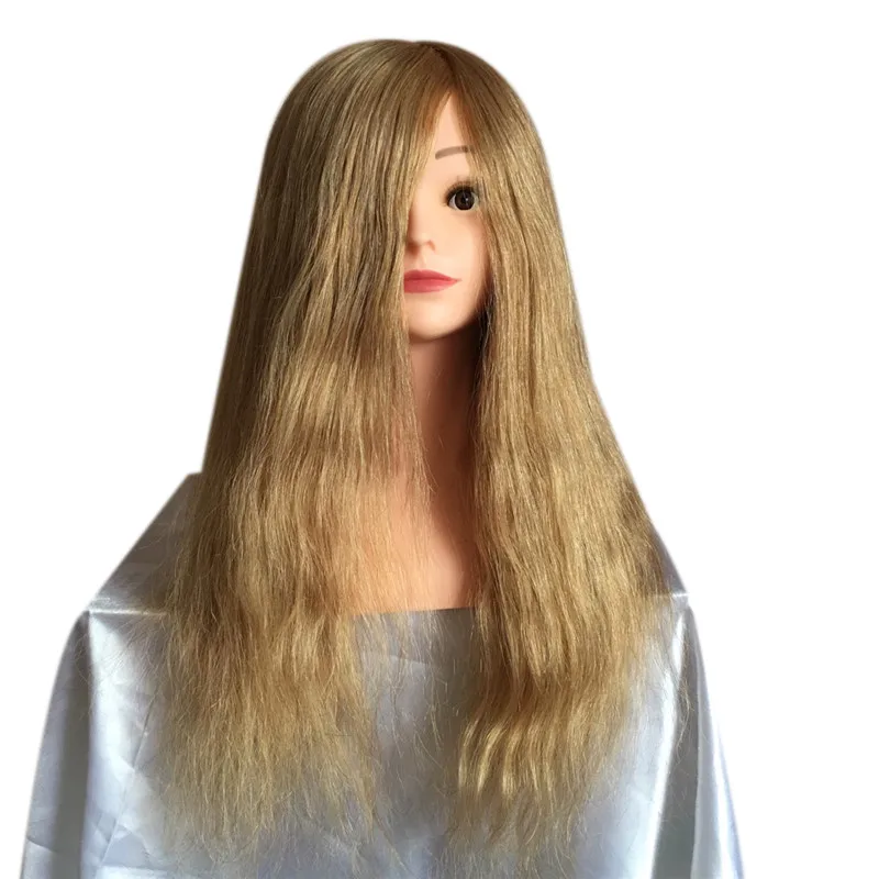 

Human hair 100% training mannequin head with shoulders, gold 24 inch plastic makeup female fast shipping, Brown