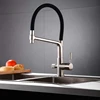 China Wenzhou factory health low lead brass body stainless steel Nickel brushed kitchen faucet
