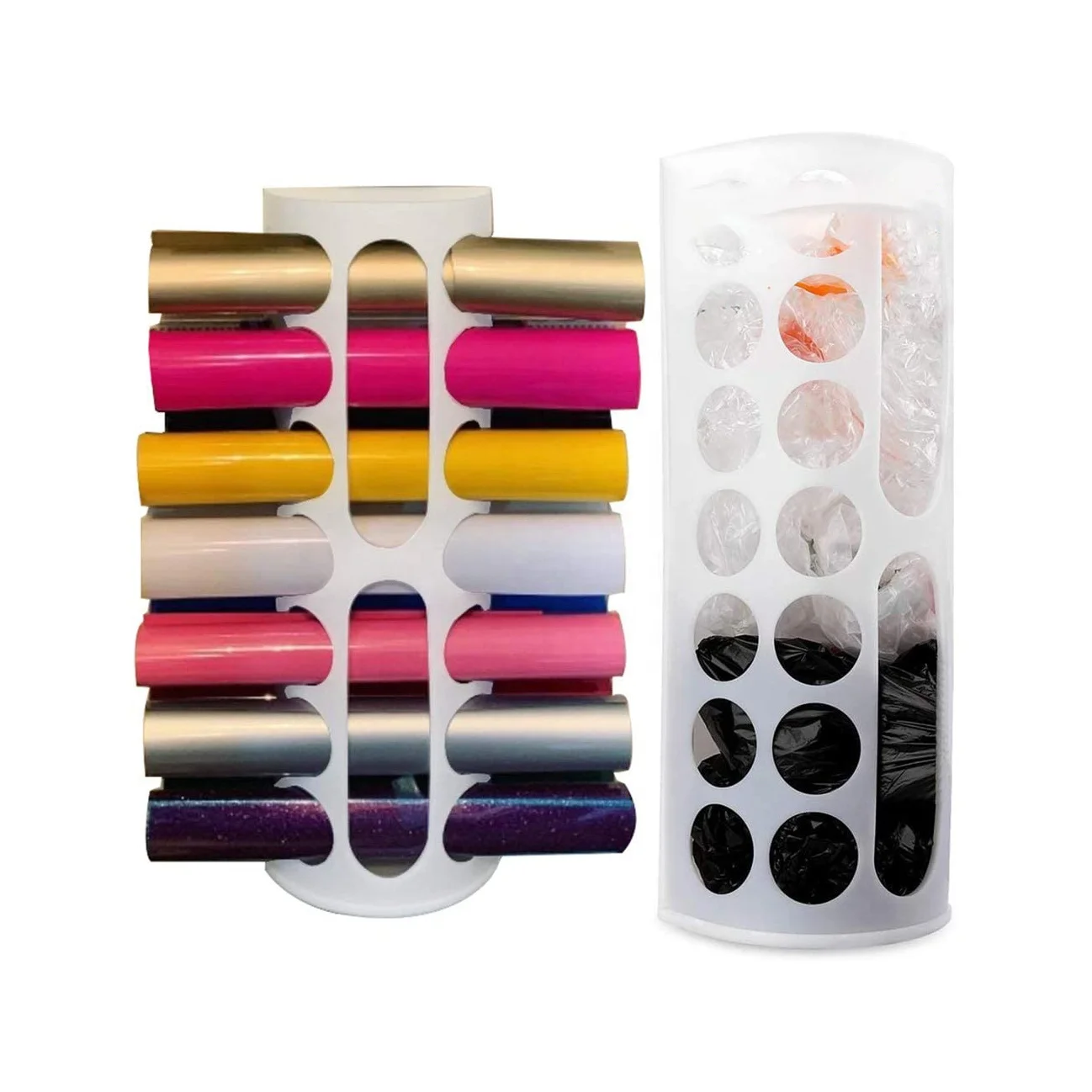 

42001 14 holes Plastic grocery bag Wall Mounted Storage Rack holes stand organizer Dispenser vinyl Rolls holder