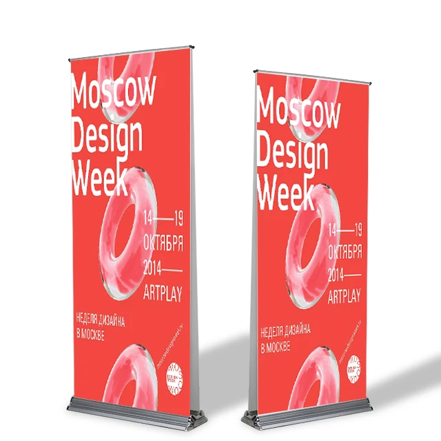 

High Quality 85*200cm Aluminum Alloy Company Roll Up Banner Stand Silver Advertising Rollup Baner Display for Business Promotion