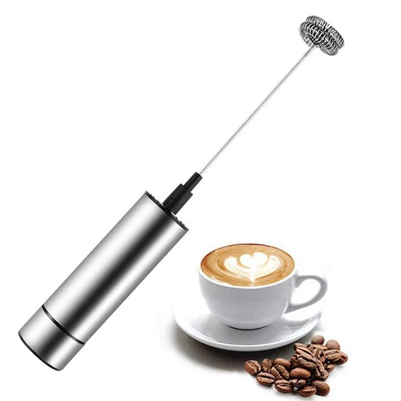 

Hot Selling Handheld Automatic Battery Powered Stainless Steel Mini Electric Milk Frother For Coffee, Silver