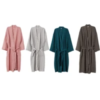 

Wholesale Shawl Collar Robe 100% Linen Robe Long Robe Homewear Bathrobe Nightgown