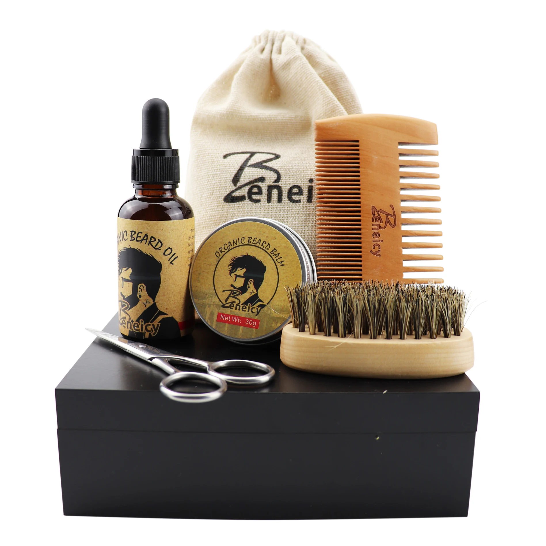 

Hot Sales 100% Pure Beard Grooming Oil Kit Edge Control Trimming Set Organic Beard Oil