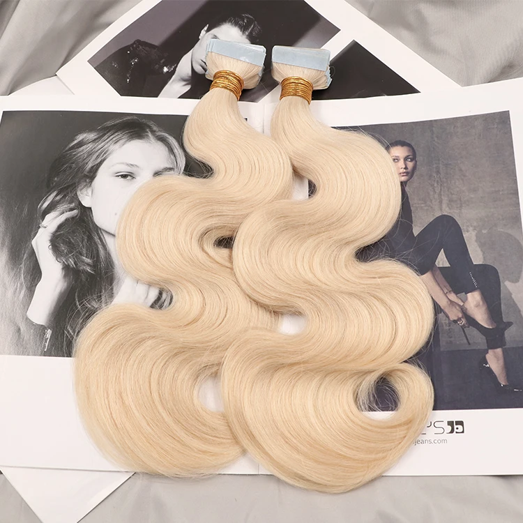 

Remy Human Hair Tape In Extensions Light Color Body Wave Cuticle Aligned Unprocessed Wholesale Human Hair