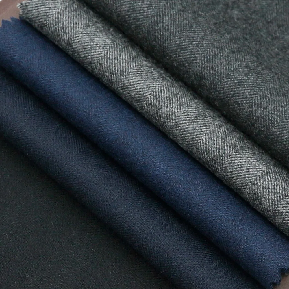 Super Fine 100% Wool Suit Fabric Merino Wool Herringbone Fabric for Men's Suits Brushed Fall and Winter Styles