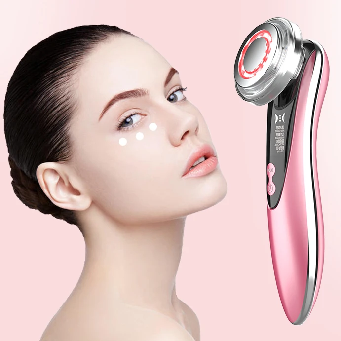 

Anti-aging face skin tightening rejuvenation beauty device handheld hot ultrasonic photon ion facial massager, White/black/pink