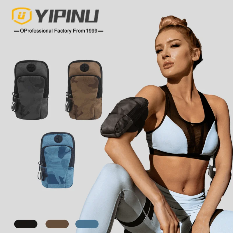 

YIPINU Outdoor sport products portable arm bag for small carry-on objects mobile phone accessories, Black.biue.gold