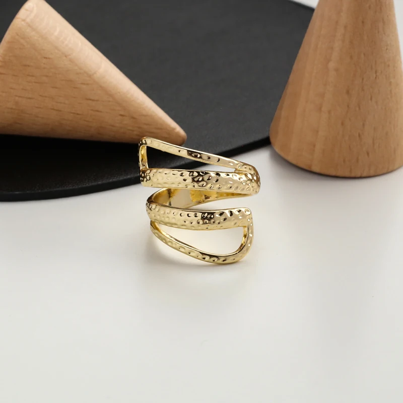 

Vershal Fashion Gold Plated Paved Minimalist Multi-layer Ring Women Jewelry