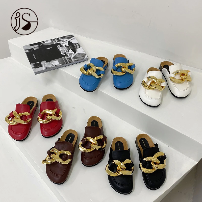 

Comfortable outside to wear casual women's slipper Metal chain decorative women sandals New fashion semi-closed women slippers, Picture