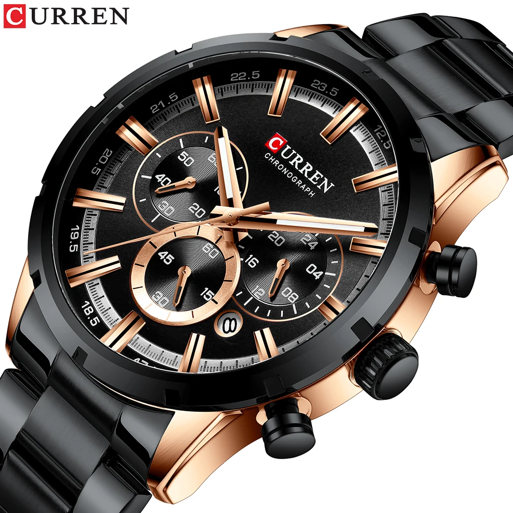 

CURREN 8355 New Fashion Watches with Stainless Steel Top Brand Luxury Sports Chronograph Quartz Watch Men Relogio Masculino