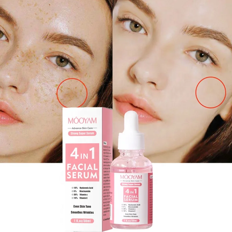 

Private Label 4 In 1 Serum Hyaluronic Acid Niacinamide Whitening Anti Aging Skin Care Face Serum