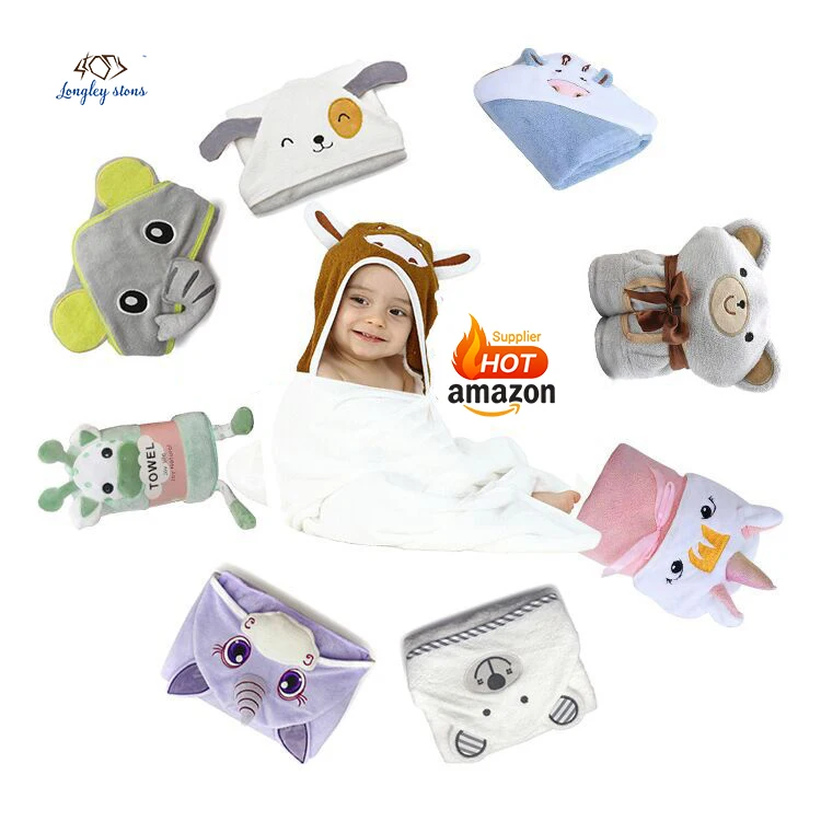 

Hot sale factory direct bamboo hooded baby bath towel with animal pattern