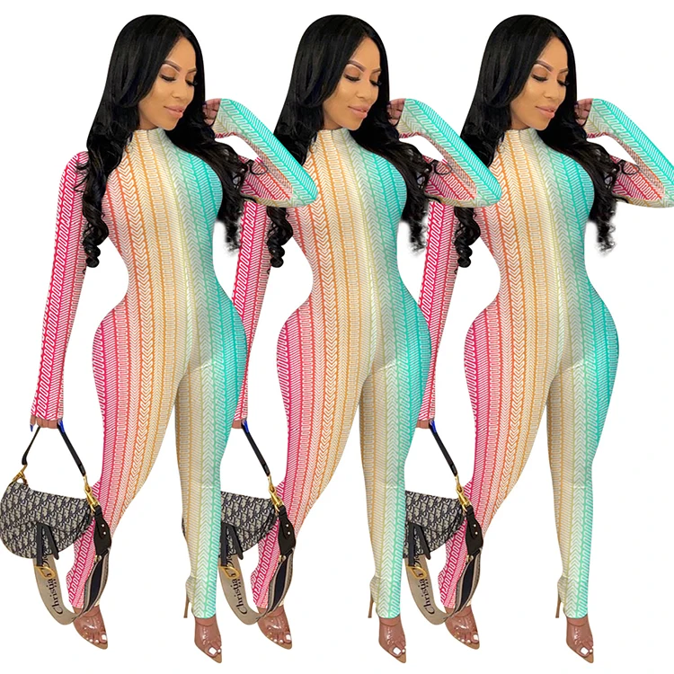 

Spring 2021 Long Sleeve Sexy Jumpsuits Club Wear Women One Piece Corset Jumpsuits For Women