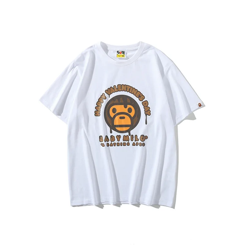 

New bape MILO Valentines Day Chocolate Little Ape Head T-shirt Windmale and female couples loose tshirt top, White black