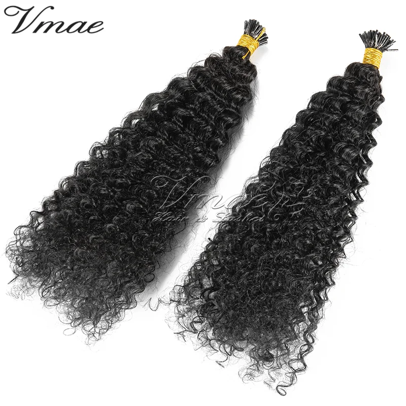 

VMAE Virgin Natural Black Afro 3C 4A Tight Kinky Curly Prebonded Hair 100g I Tip Curl Hair Extension Wholesale For Black Women