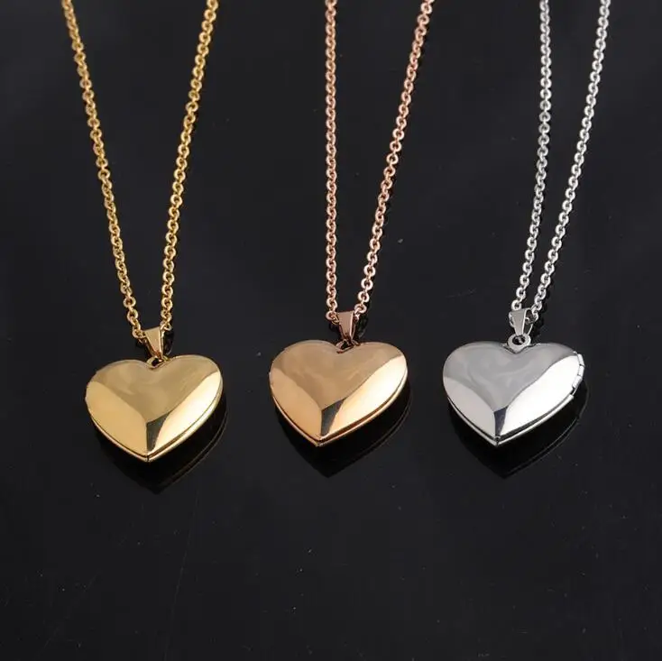 

Stainless steel love photo box can open locket necklace