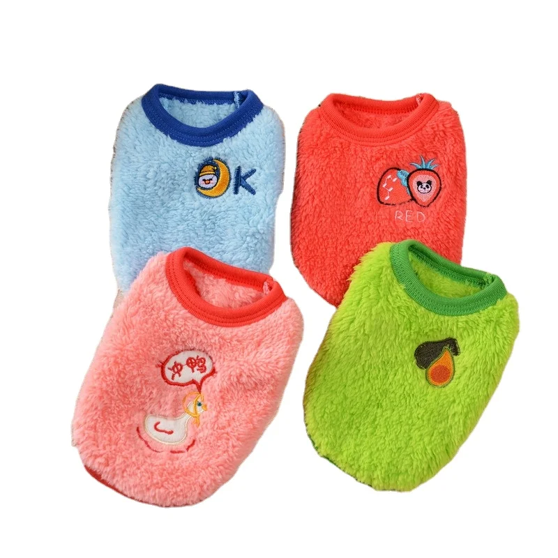 

Autumn and winter flannel puppy cat dog clothes pet warm vest, As shown in details