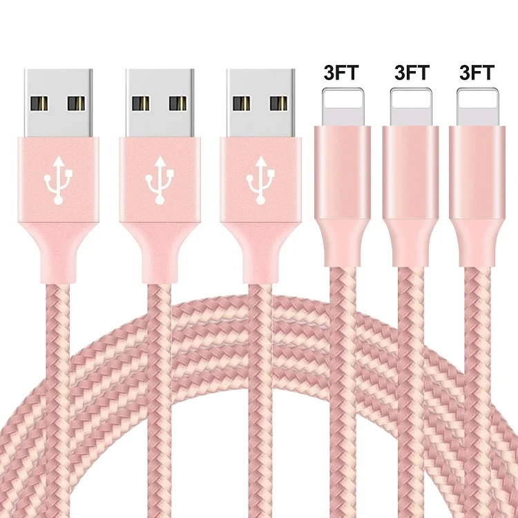 

Nylon fast charging 1m 2A high quality usb data cable for iphone, Customized color