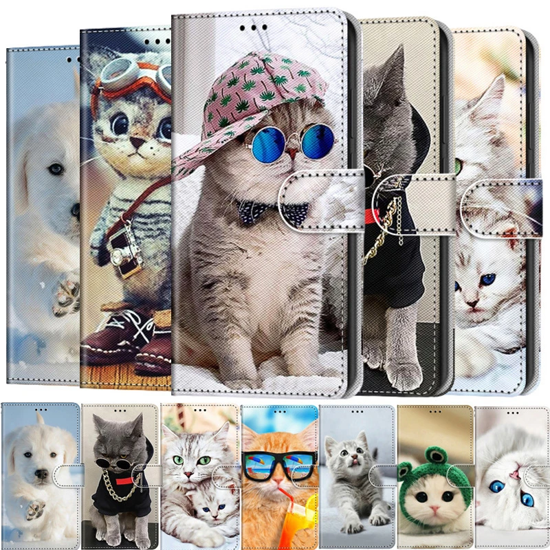 

Cute Cat Animal Pattern Phone Case For Redmi Note 4 4X 4A 5 5A Plus 6 6A 7 7A 8 8A 9 9A 9S 9C 8T Pro Leather Stand Book on Cover