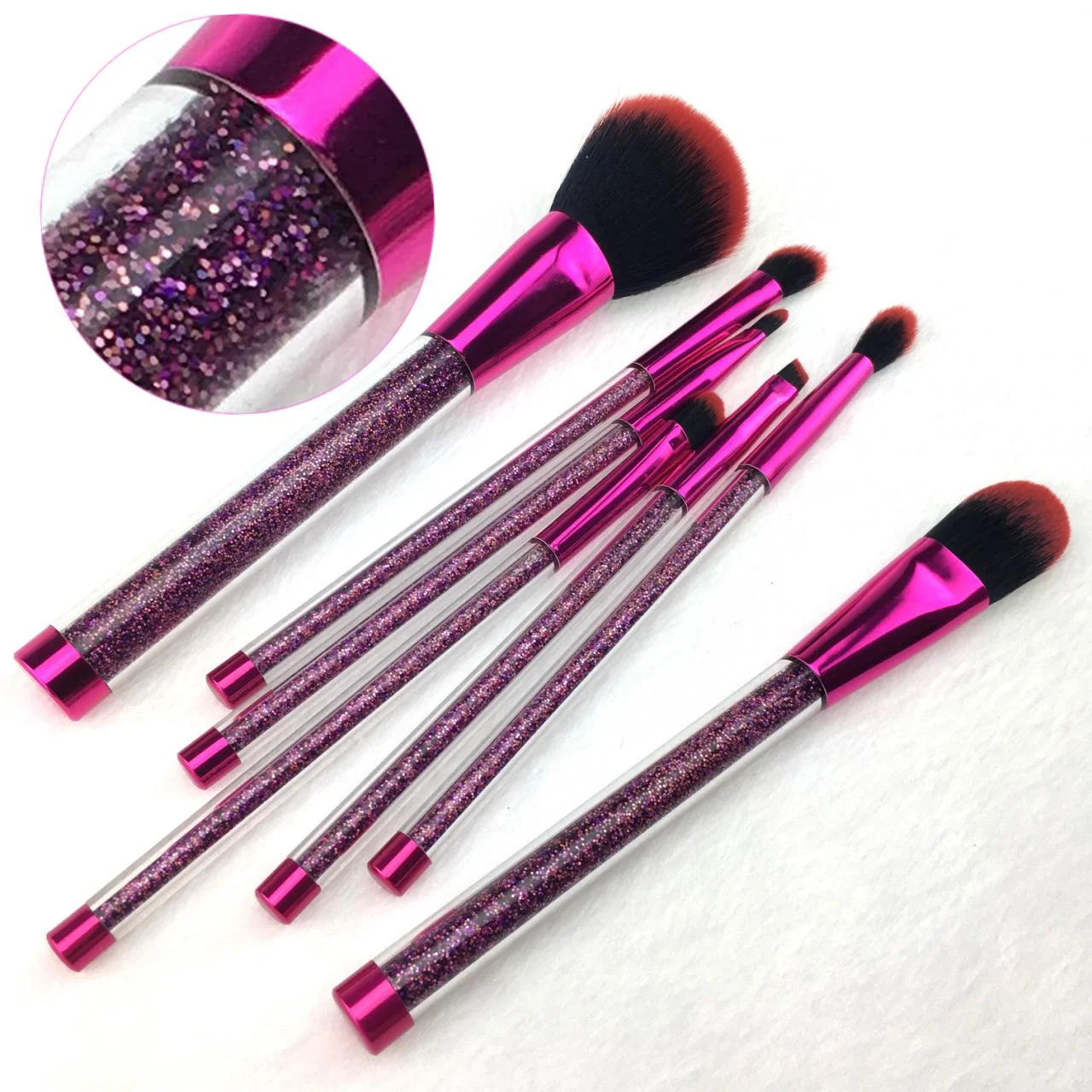 with logo bling magnet clear 7pcs professional synthetic empty water eyeshadow magnetic purple blending makeup brushes glitter