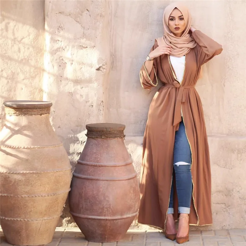 

Ladies fashionable eastern dresses muslim beaded plus-size cardigan