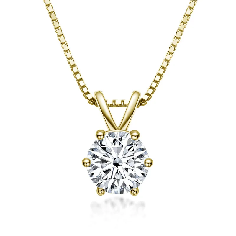 

18K Yellow Gold Plated Brilliant Cut 1 Carat Diamond Test Past D Color Moissanite Rabbit Pendant Necklace 925 Silver Party Chain