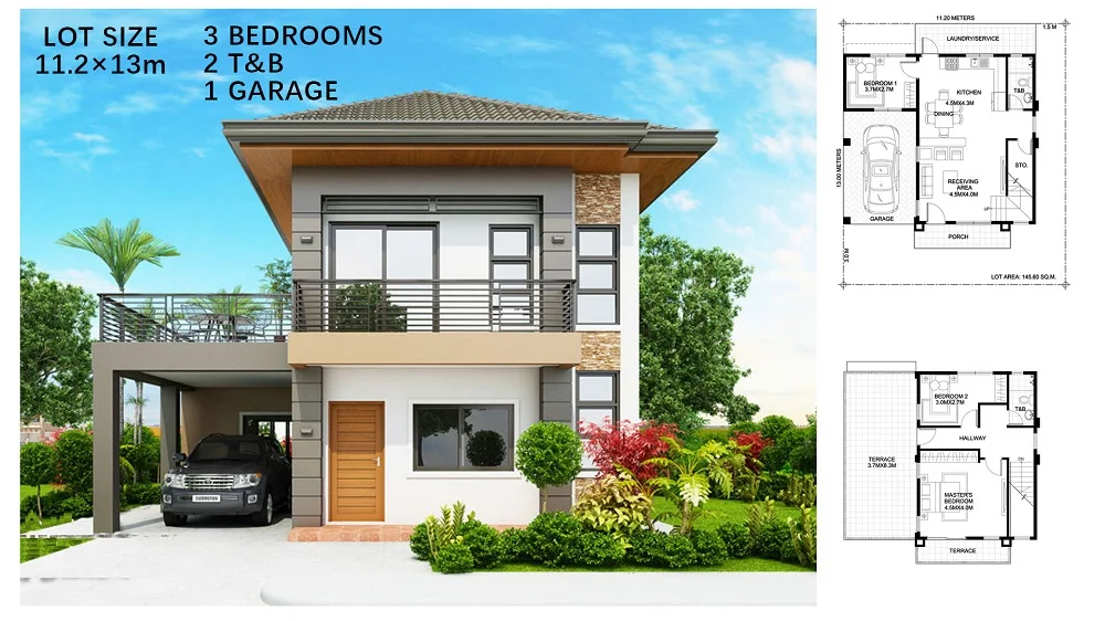 3 Bedrooms 2 Bathrooms 2 Floor Prefab House With Designs Plans - Buy 2 ...