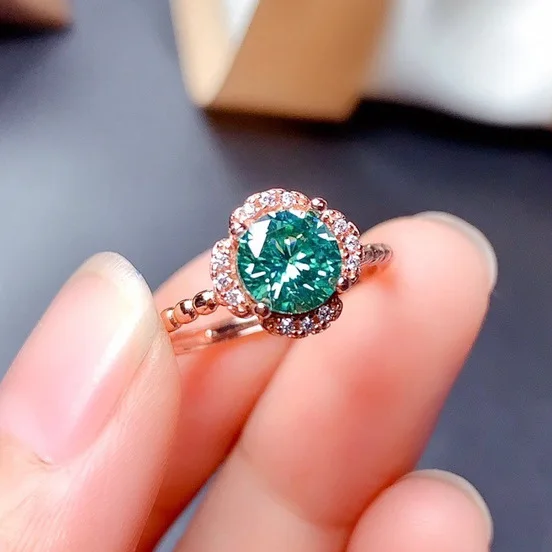 

Hainon shipping Stock Women Wedding ring rose gold color plating Blue-Green Stone wedding ring