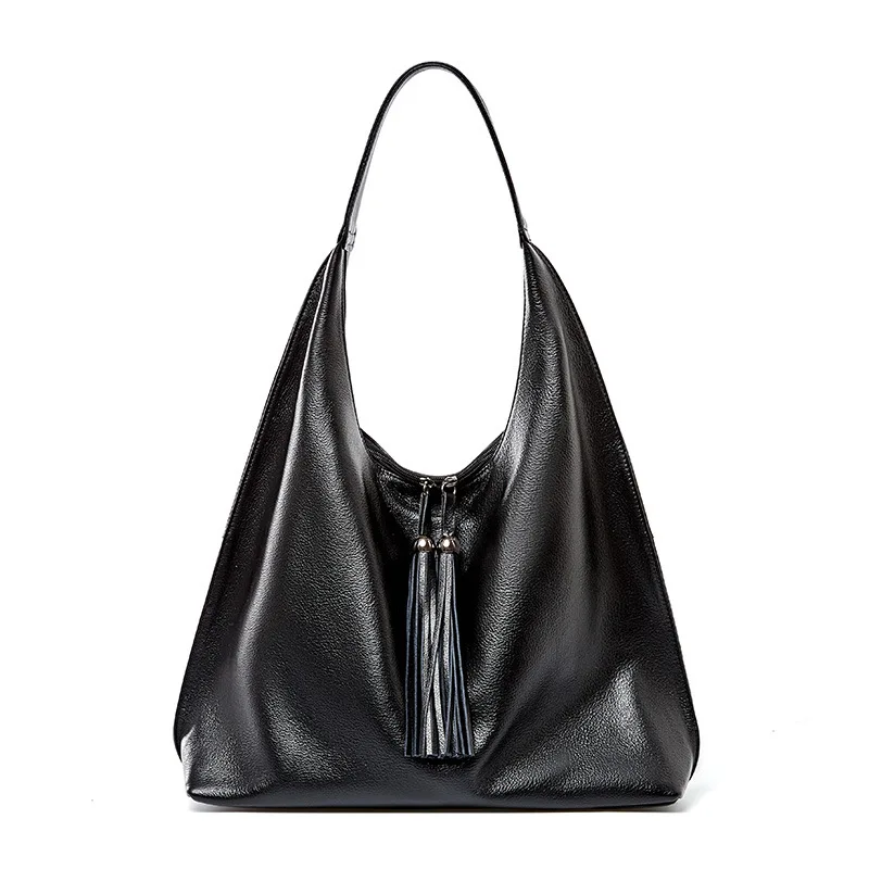 

Fashion Designer Women Leather Handbags Luxury Ladies Real Leather Hand Shoulder Bags Purse, Black