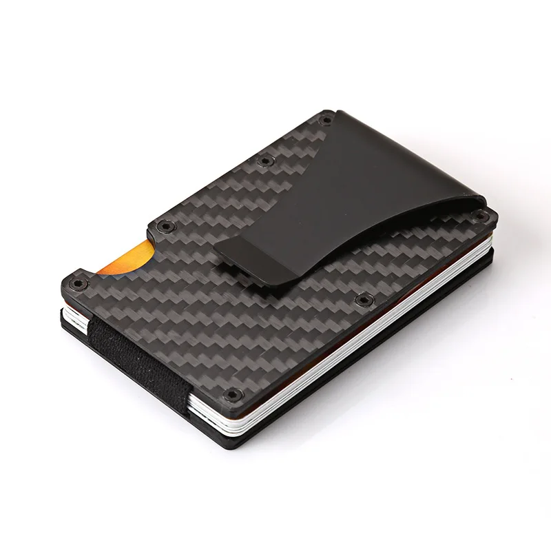 

Custom Logo RFID Blocking Carbon Fiber Wallets Minimalist Aluminum Metal Money Clip Wallet for Men