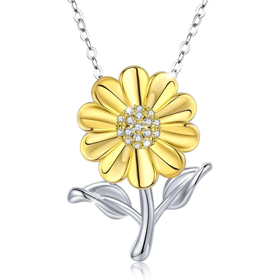 

Rose Valley Sunflower Necklace Hot Selling Jewelry Pendant Gold plated Two Tone Jewel Fashion Gift For Lover YN052