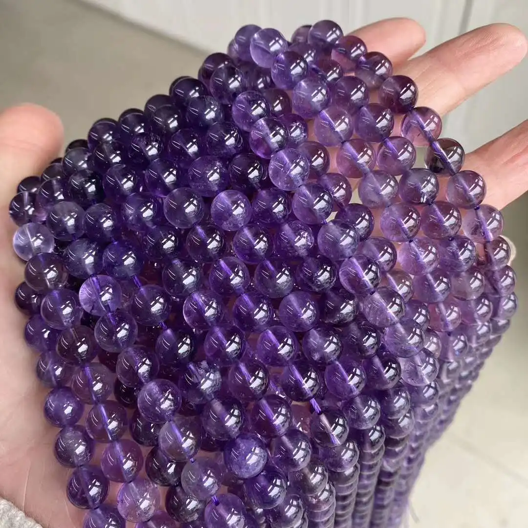 

Bestone Wholesale Natural Stone Round Loose Bead Crystal Healing Gemstone Amethyst Loose Stone Beads