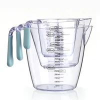 

BPA Free 3 Piece Plastic Measuring Cup Set with silicone handle