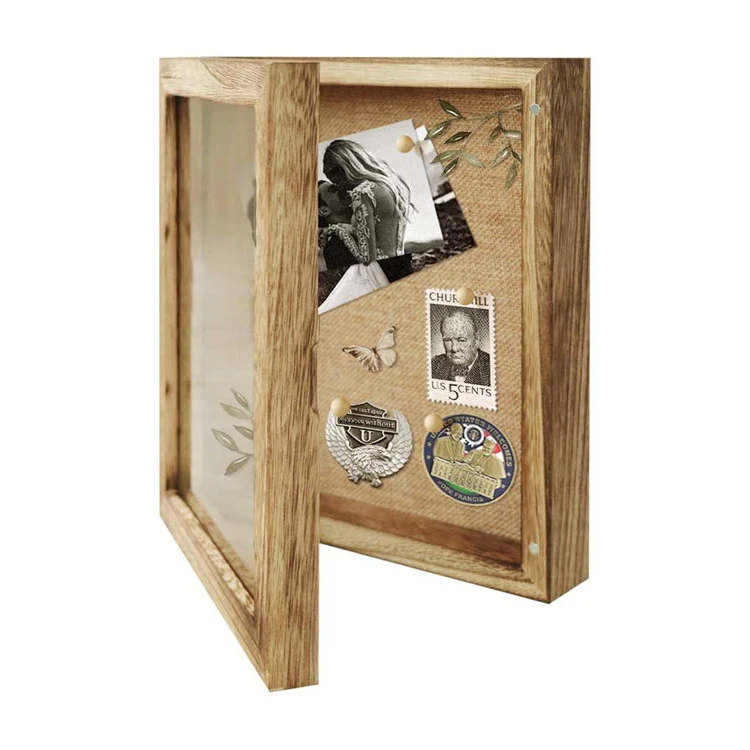 Natural 8x10 Shadow Box Frame Display with 4 Stick Pins