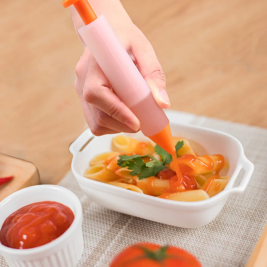 

Cake Decorating Tool Pen - Food Grade Silicone BPA Free - Buttercream Chocolate Dessert Writing Pen, Red, orange, green, blue
