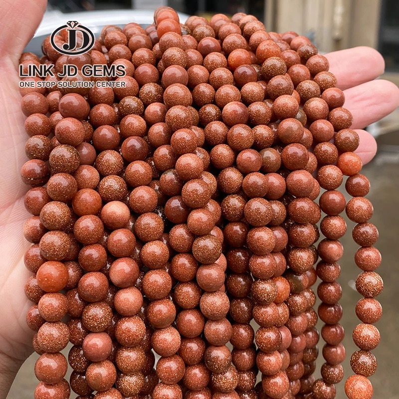 

4/6/8/10/12/14mm Highly Polished Beading Gemstone Beads Loose Smooth Synthetic Gold Sandstone Beads for Jewelry Making