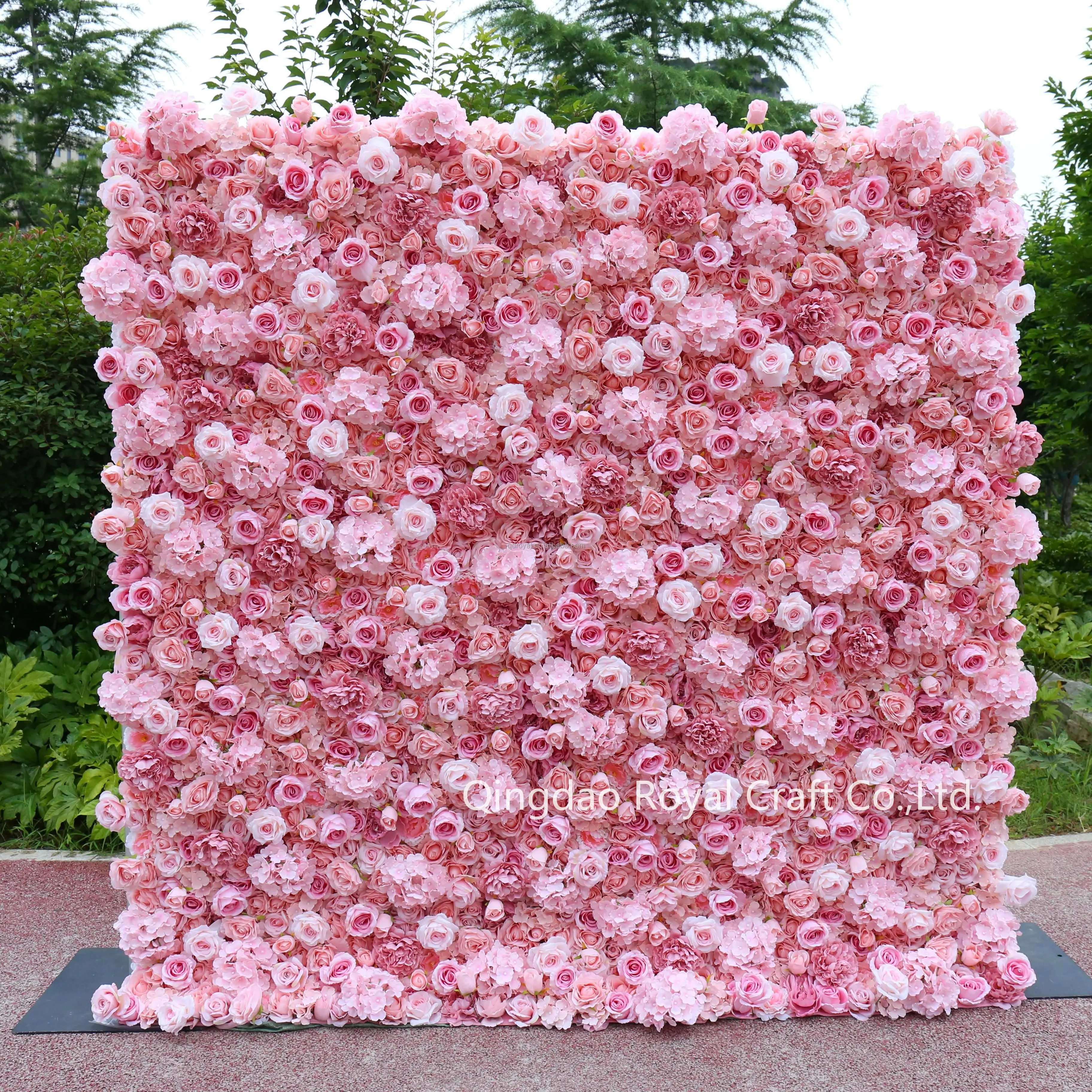 

White Artificial Flowers Roses Baby Shower Party Decorations runner Baby Breath Flowers wall Background row